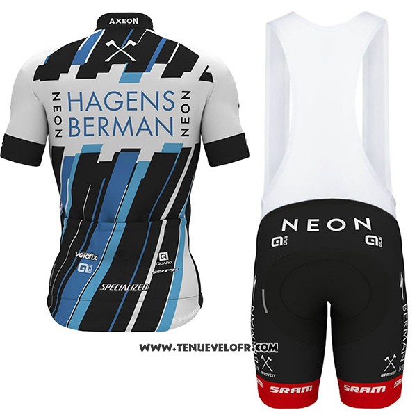 2017 Maillot Ciclismo Axeon Hagens Berman Blanc et Noir Manches Courtes et Cuissard